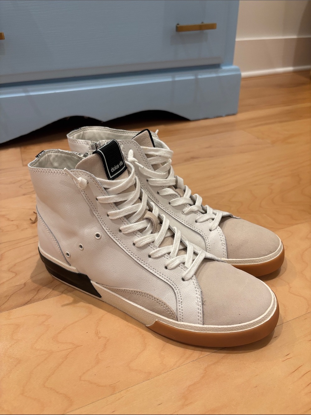 Dolce Vita Men’s High-Top Sneakers — White with Gum Sole